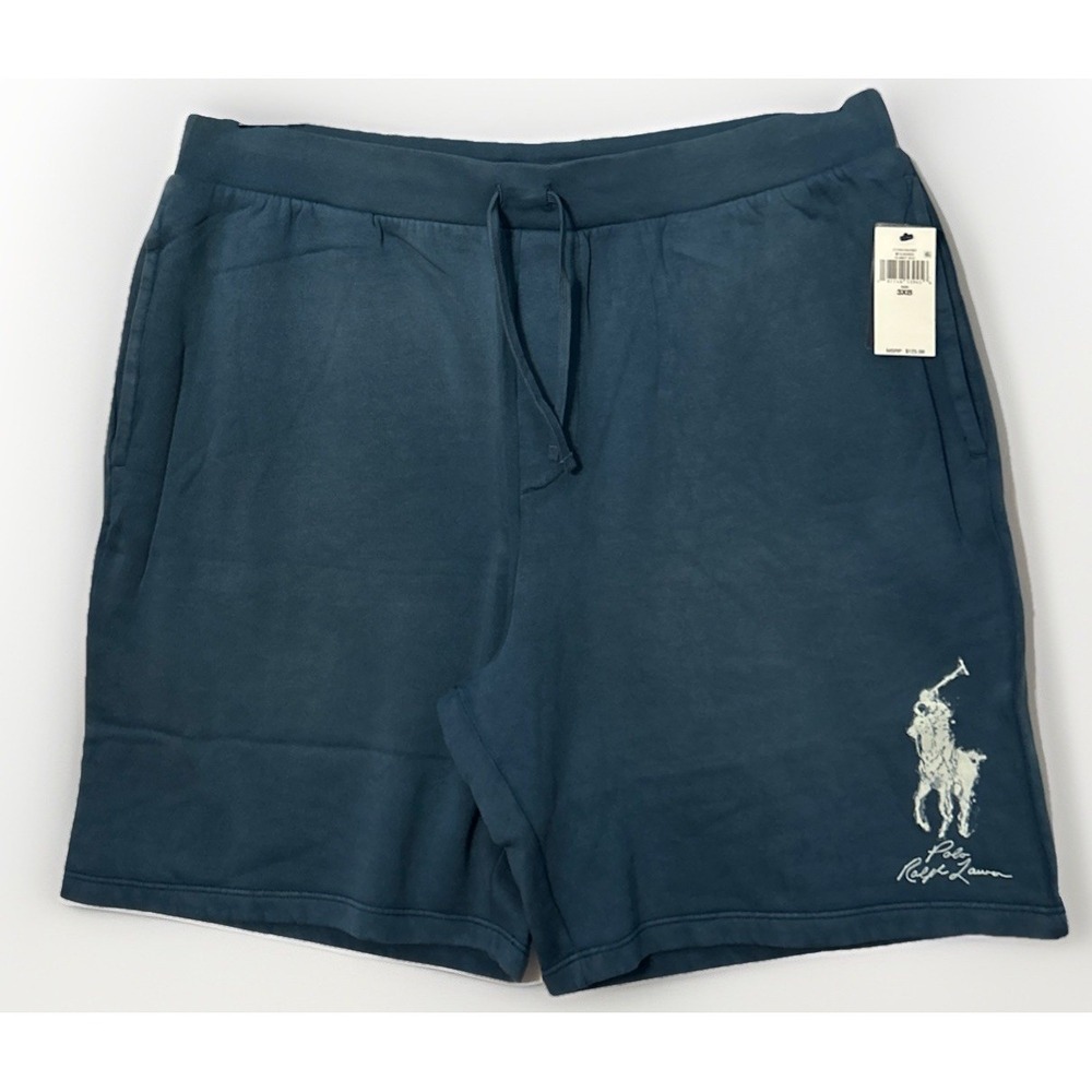 NWT Polo Ralph Lauren Big Pony Fleece Sweat Shorts Clancy Blue Men's Sz 3XB $125